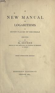 Cover of: new manual of logarithms to seven places of decimals.
