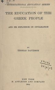 Cover of: The education of the Greek people: and its influence on civilization.