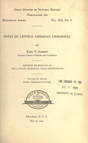 Cover of: Notes on Central American crocodiles by Karl Patterson Schmidt