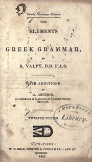 The elements of Greek grammar by R. Valpy
