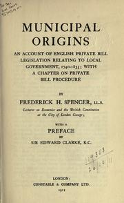 Municipal origins by Frederick Herbert Spencer