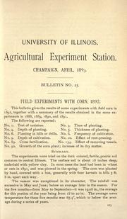Cover of: Field experiments with corn, 1892