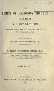 Cover of: The limits of religious thought by Henry Longueville Mansel