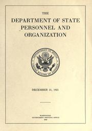 Cover of: The Department of state personnel and organization.