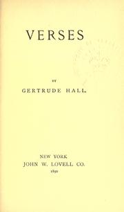 Cover of: Verses. by Gertrude Hall Brownell