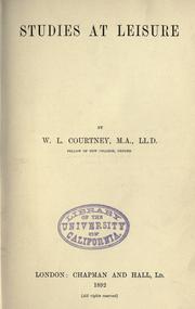 Cover of: Studies at leisure