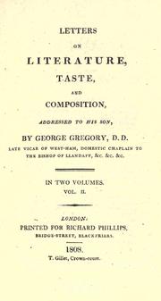 Cover of: Letters on literature, taste, and composition: addressed to his son