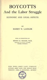Cover of: Boycotts and the labor struggle by Laidler, Harry Wellington