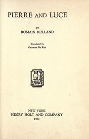 Cover of: Pierre and Luce by Romain Rolland