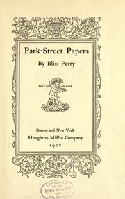 Cover of: Park-street papers by Bliss Perry, Bliss Perry