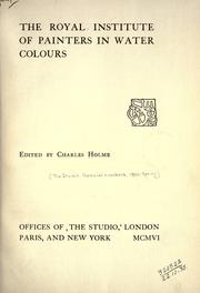 Cover of: The Royal institute of painters in water colours