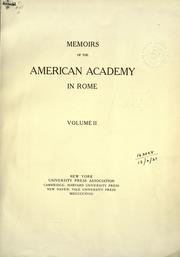 Memoirs of the American Academy in Rome by American Academy in Rome