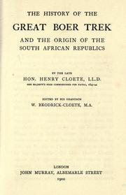 Cover of: The history of the great Boer trek by Henry Cloete