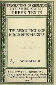Cover of: The Apocriticus of Macarius Magnes
