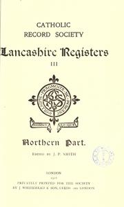 Cover of: Lancashire registers: northern part by Lancashire.