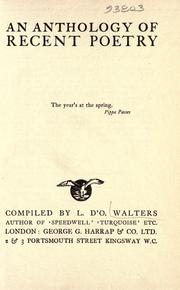 Cover of: An anthology of recent poetry by L. D'O Walters, L. D'O Walters