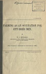 Cover of: Farming as an occupation for city-bred men