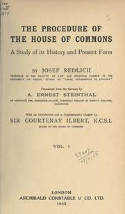 Cover of: The procedure of the House of Commons by Redlich, Josef
