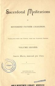 Cover of: Sacerdotal meditations by Pierre Chaignon