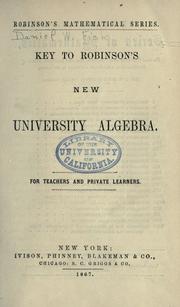 Cover of: Key to Robinson's new university algebra. by Daniel W. Fish