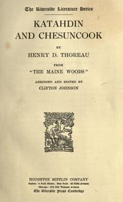 Cover of: Katahdin and Chesuncook by Henry David Thoreau