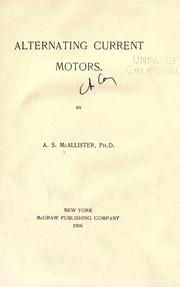 Cover of: Alternating current motors by Addams Stratton McAllister