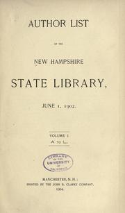 Cover of: Author list of the New Hampshire State Library