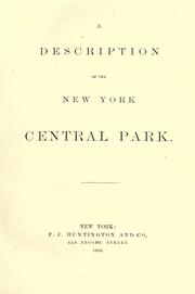 Cover of: A description of the New York Central park. by Clarence Cook