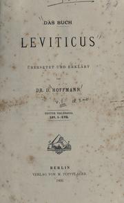Cover of: Das Buch Leviticus by ©·ubers. und erkl©·art von D. Hoffman