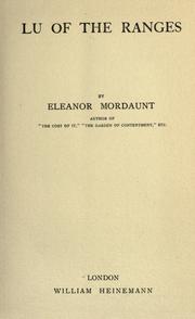 Cover of: Lu of the Ranges by Elinor Mordaunt, Elinor Mordaunt