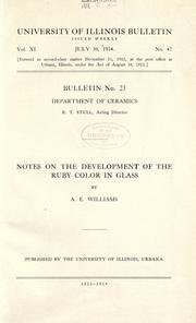 Cover of: Notes on the development of the ruby color in glass