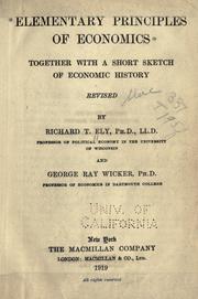 Cover of Elementary principles of economics, together witth a short sketch of economic history