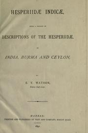 Cover of: Hesperiidae Indicae by E. Y. Watson