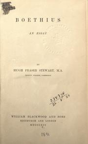 Cover of: Boethius, an essay. by H. F. Stewart