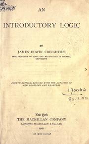 Cover of: An introductory logic. by James Edwin Creighton, James Edwin Creighton