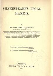 Cover of: Shakespeare's legal maxims. by William Lowes Rushton