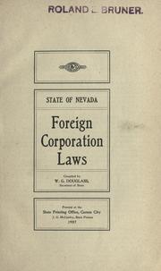Cover of: Foreign corporation laws by Nevada.