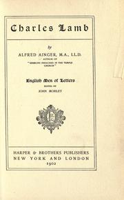 Cover of: Charles Lamb. by Alfred Ainger, Alfred Ainger