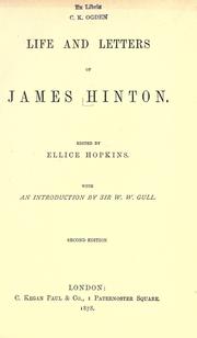 Cover of: Life and letters of James Hinton