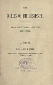 The sources of the Mississippi by Baker, James H.