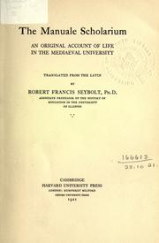 Cover of: The Manuale scholarium: an original account of life in the mediaeval university