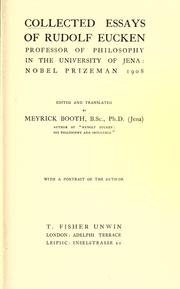Cover of: Collected essays of Rudolf Eucken