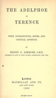 Cover of: The Adelphoe of Terence by Publius Terentius Afer