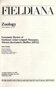 Cover of: Systematic review of Southeast Asian longtail macaques, Macaca fascicularis (Raffles, [1821])