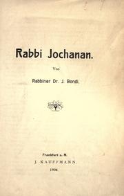 Cover of: Rabbi Jochanan.