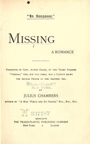 Cover of: "In Sargasso.": Missing, a romance; narrative of Capt. Austin Clark, of the tramp steamer "Caribas," who, for two years, was a captive among the savage people of the Seaweed Sea.