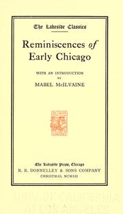 Cover of: Reminiscences of early Chicago.