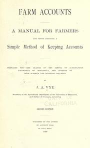 Cover of: Farm accounts by John Alexander Vye, John Alexander Vye