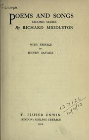Cover of: Poems and songs by Richard Middleton