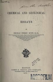 Cover of: Chemical and geological essays. by Thomas Sterry Hunt